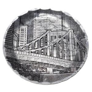 Wendell August Forge Hammered Aluminum Pittsburgh Bridge Coaster Platter 4.5"